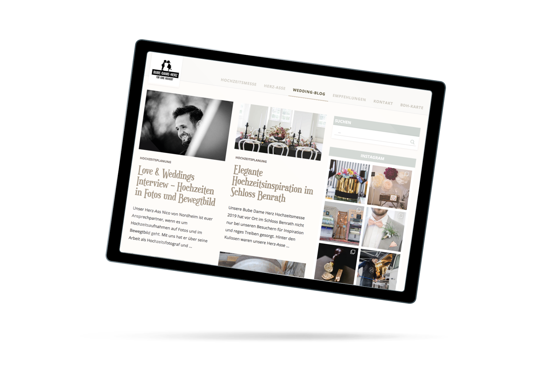 Screenshot unseres Wedding-Blogs